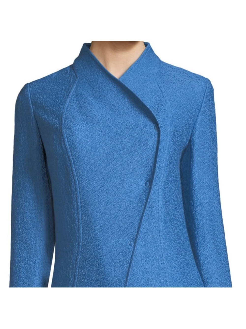St. John Collection Wool Blend Hannah Knit Stand Collar Jacket, Niagara, Size 10 - Picture 2 of 12